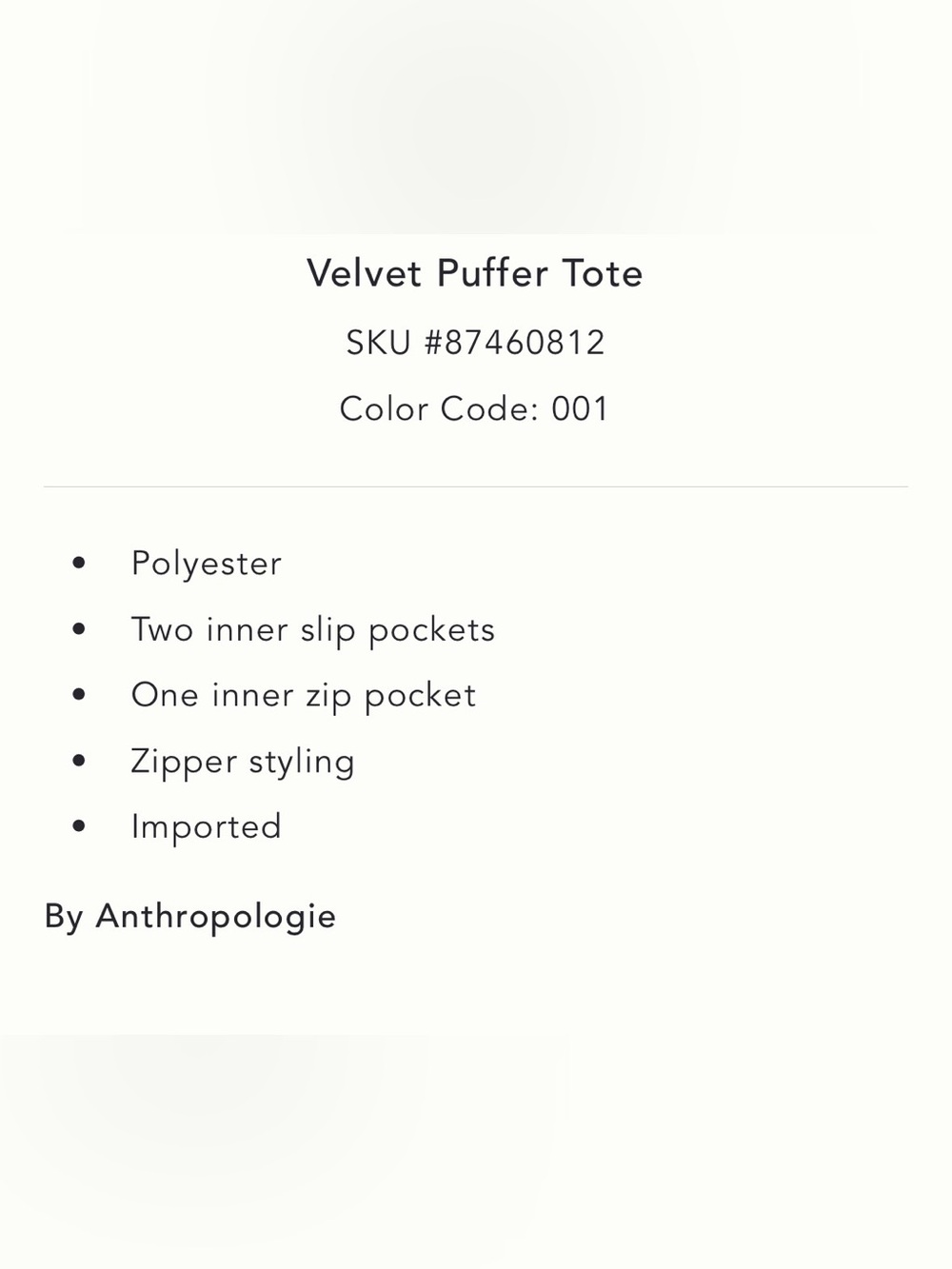 NWOT Anthropologie Velvet Puffer Tote - Picture 4 of 5